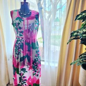 Vintage & Rare- Concept 70's Swirl bright, vibrant floral maxi!! Size 28 waist.